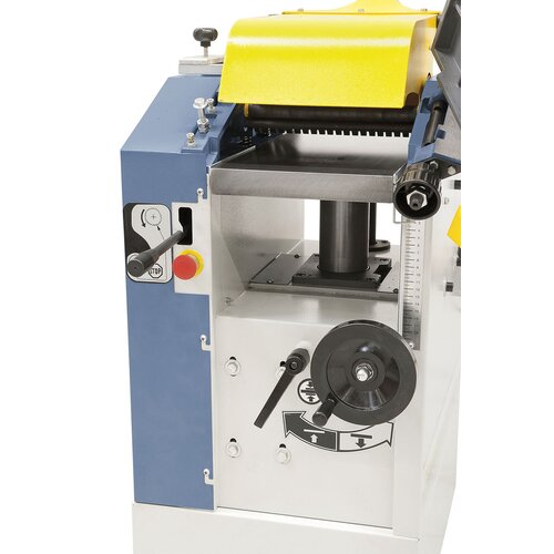 Thicknessing table with center column and support ensure accurate planing.