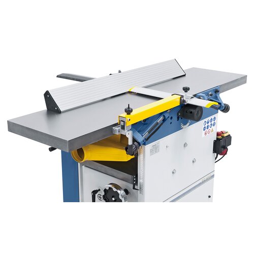 The grey cast iron planer tables with polished surface guarantees an optimal sliding capacity of the workpiece.