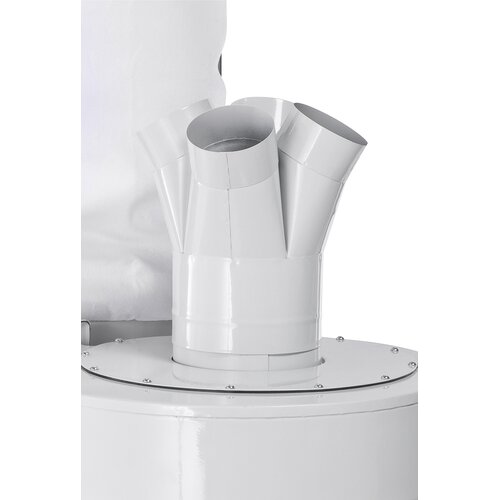 The serially included adaptor offers four ports (diam. 100 mm).
 
 