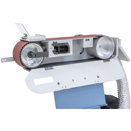 Fácil cambio de la cinta abrasiva a través del sistema de fijación rápida