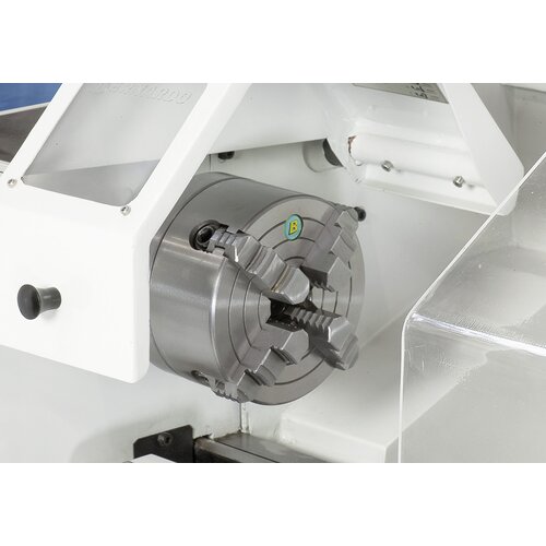 Independent chuck (optional accessory) allows clamping of irregular shaped work pieces.