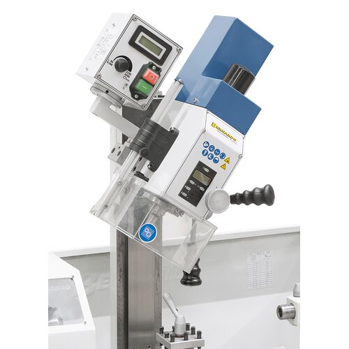 Mill head comes with digital display for drill depth and speed – drilling and milling possible at all angles.