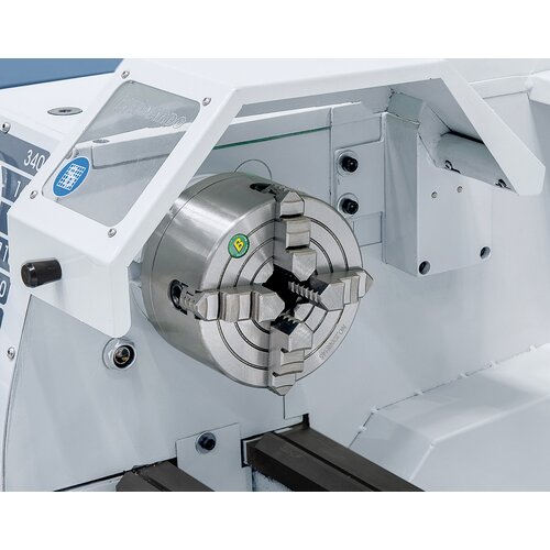 Independent chuck (optional accessory) allows clamping of irregular shaped workpieces. 