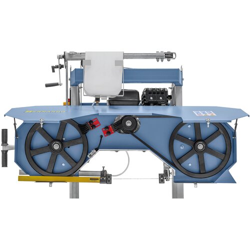 Semplice sostituzione del nastro per sega mediante  le coperture con cerniera