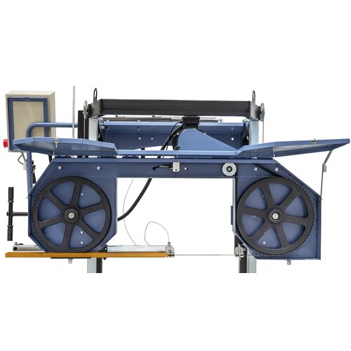 Schimbarea simplă a benzii fierăstrău datorită acoperiri rabatabile deschis