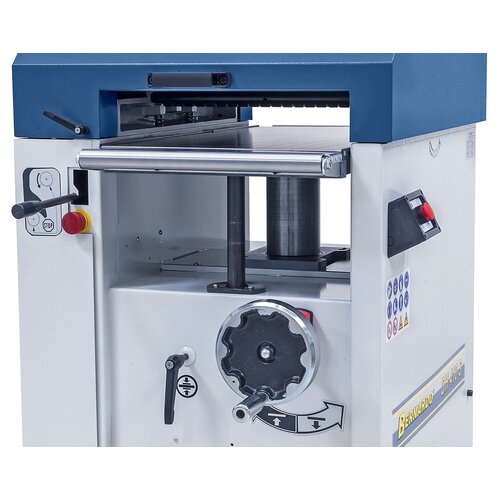 Solid thicknessing table with spindle guide and support for accurate planing 
of board, slats, planks etc. 