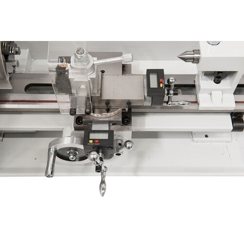 Serially equipped with digital display to ensure precise feed and readout when turning.