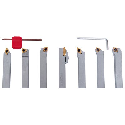Drehmeisselsatz mit HM-Wendeplatten, 16 mm, 7-tlg., Tin-beschichtet, Satz O