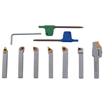 7 pcs. multipurpose indexable carbide turning tool set, Tin-coated, 8 mm, set L