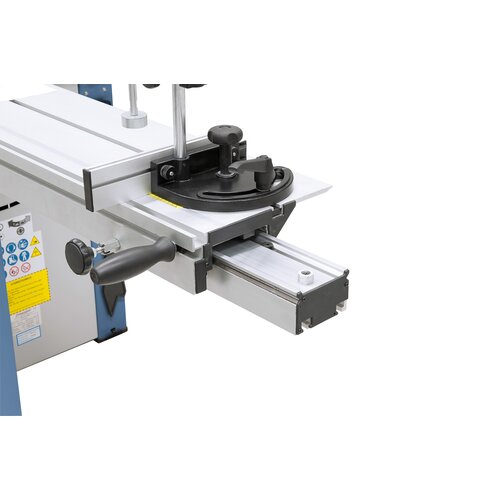 The amply sized sliding table runs  smoothly and maintenance-free  on hardened prism-shaped guide.