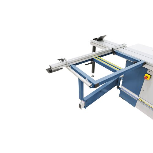 Square table with roller ensures convenient machining of large workpieces.