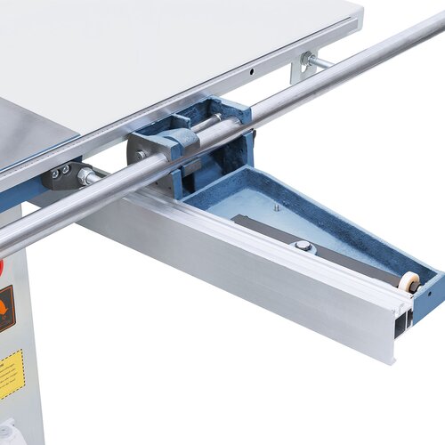 When cutting large pieces, parallel fence can be tilted down.