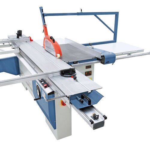 Parallel fence with quick and fine adjustment of cutting width (max. 1200 mm).