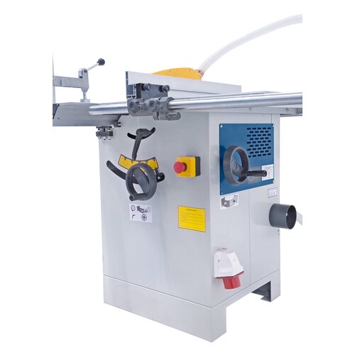 Ergonomic mounted handwheels 
allow for height adjustment and 
tilting of the saw unit.