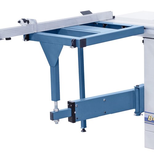 The smooth running sliding table features an 
additional tilting support arm to allow for processing of large panels.