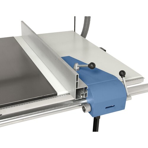 Tiltable parallel fence with micro-metric fine adjustment (advantage with large panels).