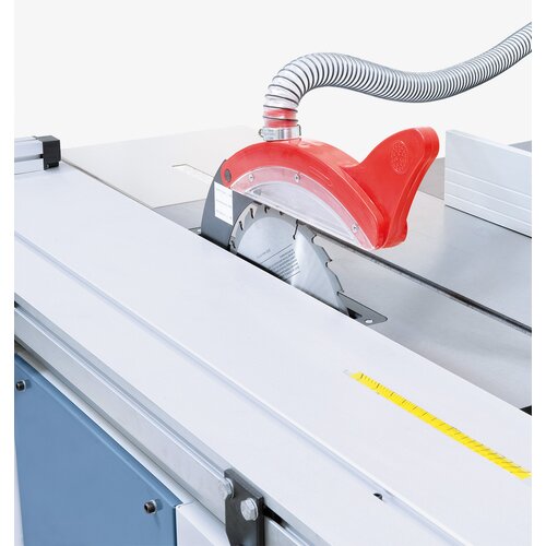 Sawblade cover - with integrated dust port - connected at riving knife.