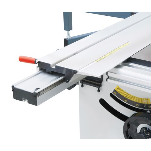 The sliding table features a generous size and runs smoothly on hardened prism guide ways.
