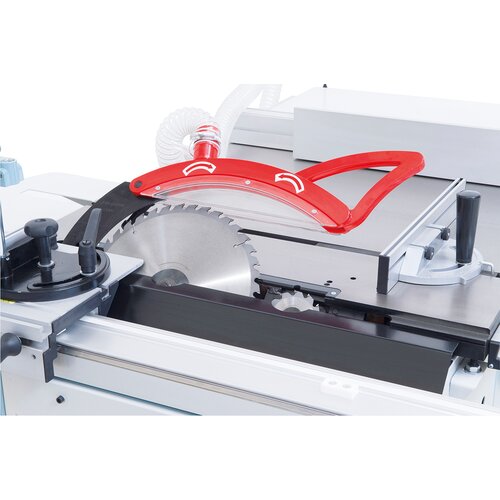 Handwheel allows for saw unit (tiltable 
up to 45º) to be set to a cutting height 
of up to 100 mm.
