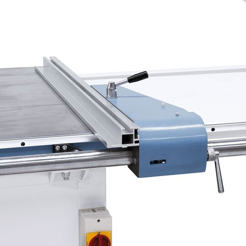 Parallel fence with solid round rod guide can be used for cutting width of up to 1300 mm.