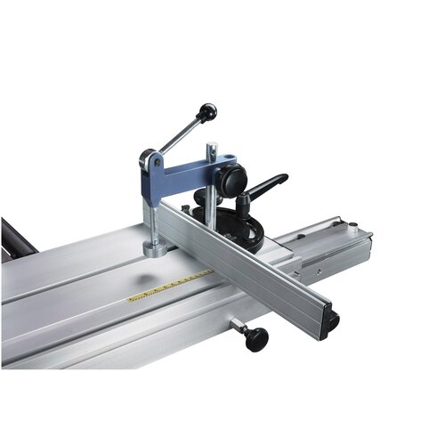 T-slot in sliding table allows mounting of mitre fence and end stop.