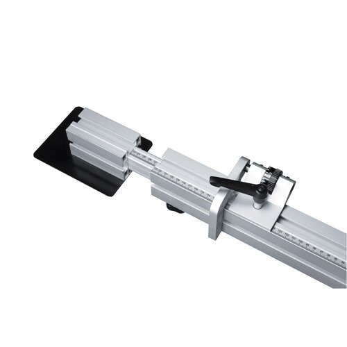 Extractable telescopic fence (up to 2260 mm) with stop featuring fi ne adjustment.