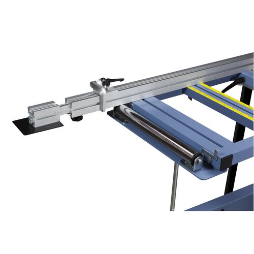 Solid square table with roller for easier handling of large workpieces.