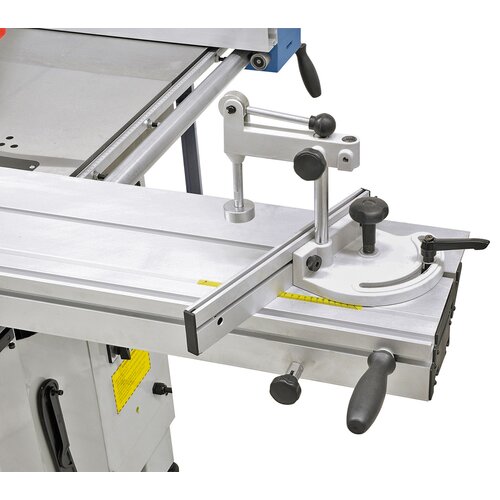 T-slot in sliding table allows mounting of mitre fence and end stop.