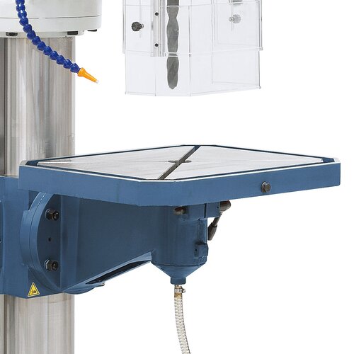 Tilt- and rotatable, hand-polished drill table  includes positioning motor.