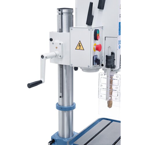 Crank allows for easy height adjustment of drill head.