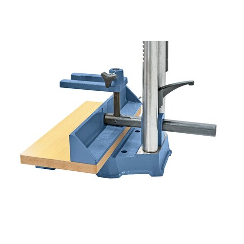 Adjustable workpiece fence allows for high repeat accuracy when mortising.