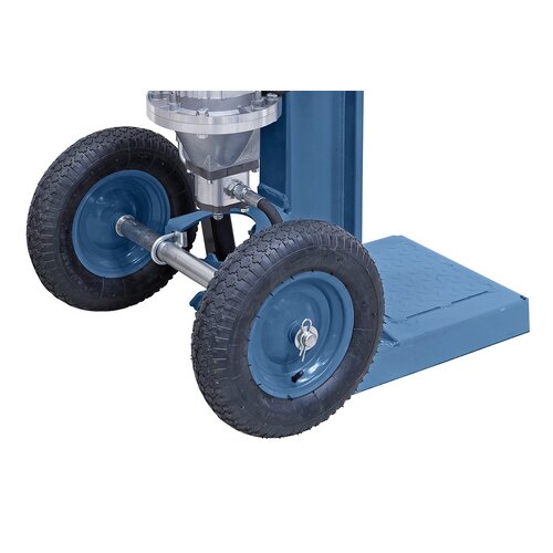 Large rubber wheels allow for easy transport.