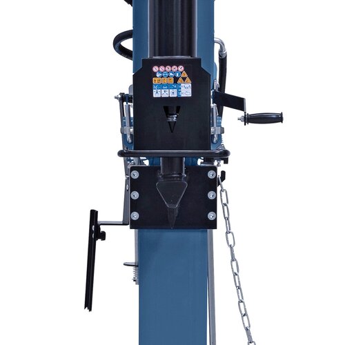 Two-handed safety operation for safe work, forward speed alternatively fast or slow.