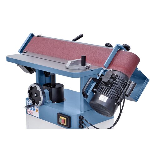 Sanding unit can be tilted steplessly from vertical to horizontal position.