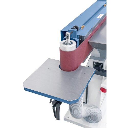 Rotary sanding table features dust port for ideal sanding of radius or contour.