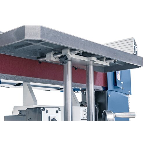 The height adjustable work table can additionally be moved from front to rear.