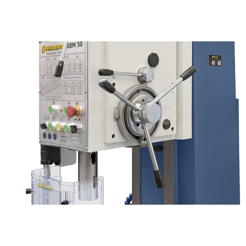 Star handle allows manual spindle feed, clutch lever allows automatic feed