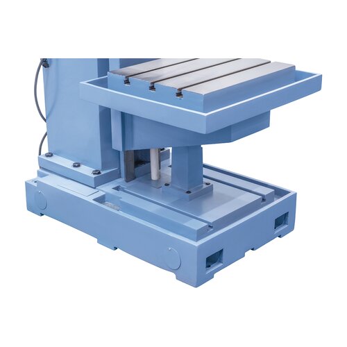 Masivní rozměrná základová deska s T-drážkami. Stůl lze demontovat - optimální k opracování vysokých obrobků.