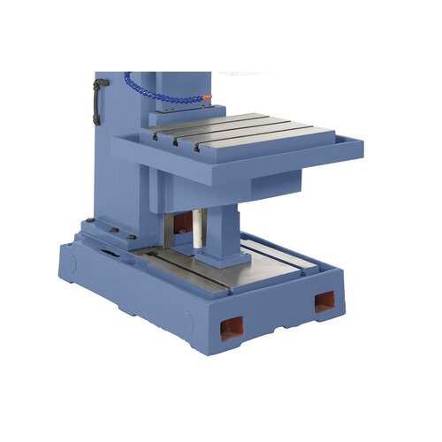 Large, solid base supplied with T-slots Working table can be dismounted for machining of high workpieces