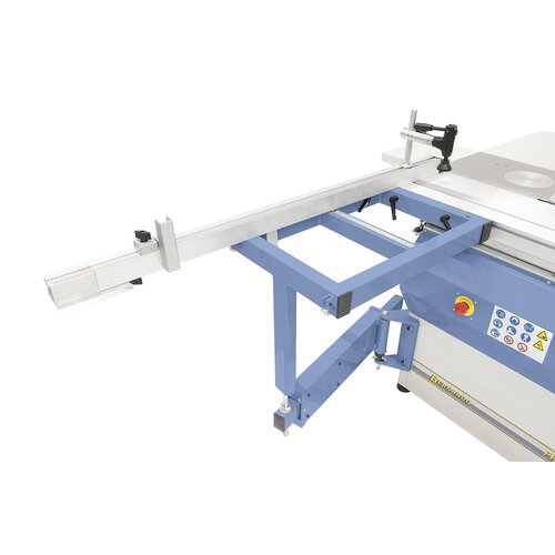 The torsion-free square table assists when cutting large panels.