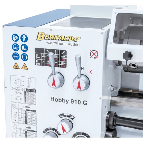 Girkassen som er montert på spindelstokken  gjør det mulig å endre turtallet raskt  og enkelt.