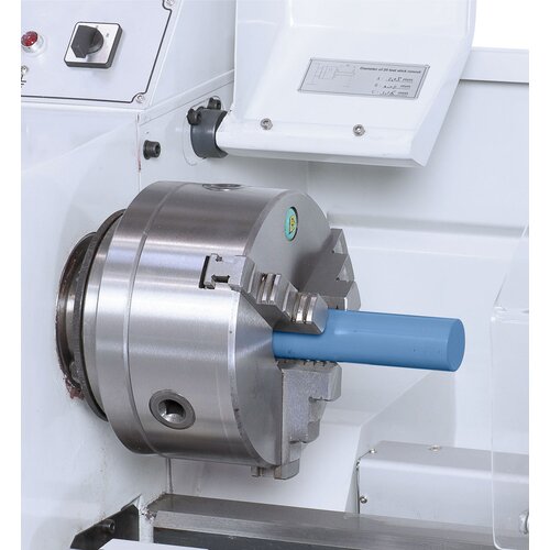 3-jaw steel chuck with hard inside and hard outside solid jaws as standard equipment.