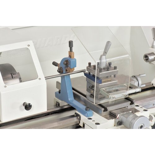 The follow rest eliminates bending of thin shafts.