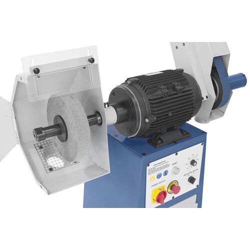 Adjustable protective cover features safety device and dust outlet