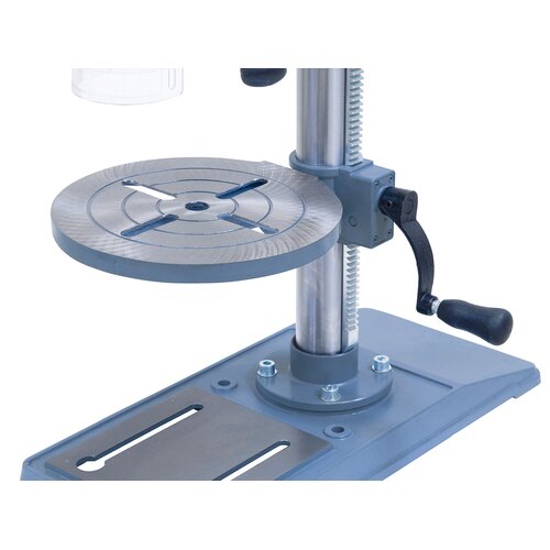 Drill table can be tilted from -45° to +45° and swivels around the column.