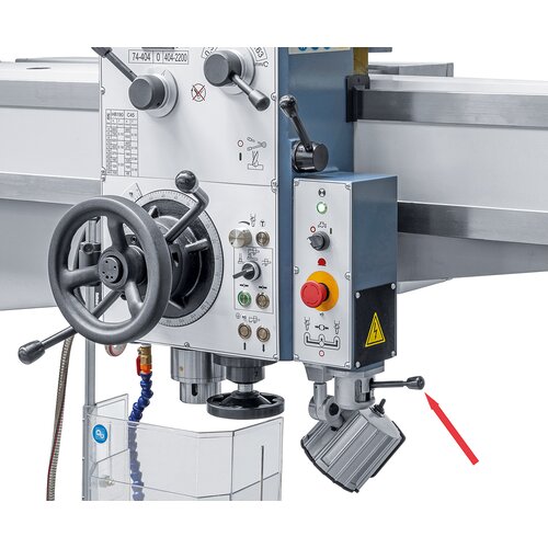 Pilot switch on underside of drill head allows for change of spindle rotation/ spindle engage- or disengagement.