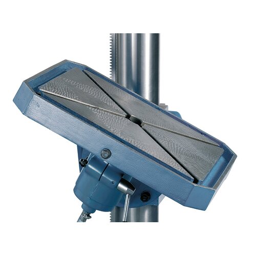 Solid, polished column, drill table tilts from -50° to +50°.