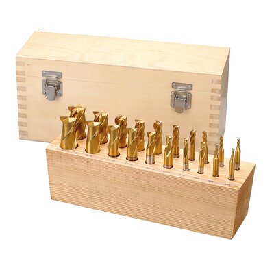 20 pcs. HSS TiN-coated end mills, 3 - 20 mm