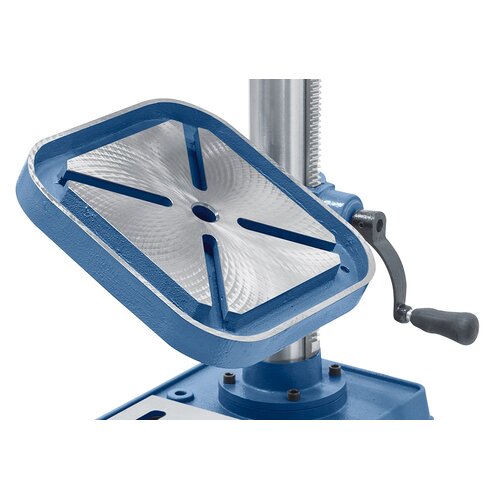 Drill table tilts -45° to +45° and swivels 360° around the column.