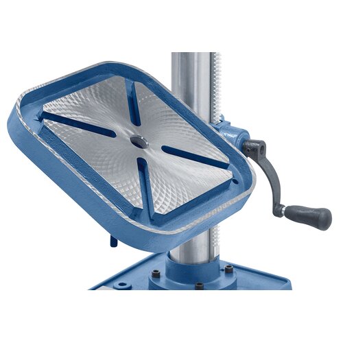 Drill table tilts -45° to +45° and swivels 360° around the column.
